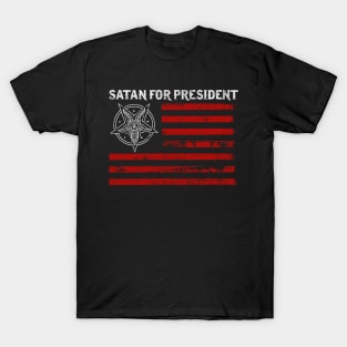 Satan For President I Satanic Baphomet Flag print T-Shirt